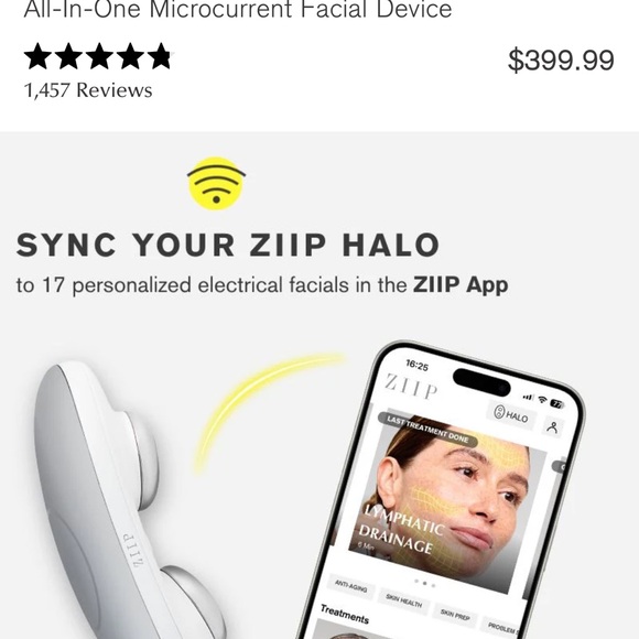 ZIIP 2.0 Microcurrent Facial Device with White and Silver Design - Picture 2 of 6